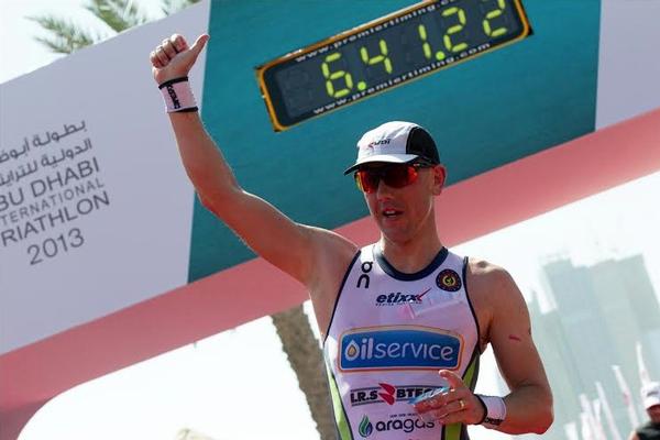 Belgium's Van Lierde celebrates his second Abu Dhabi win.